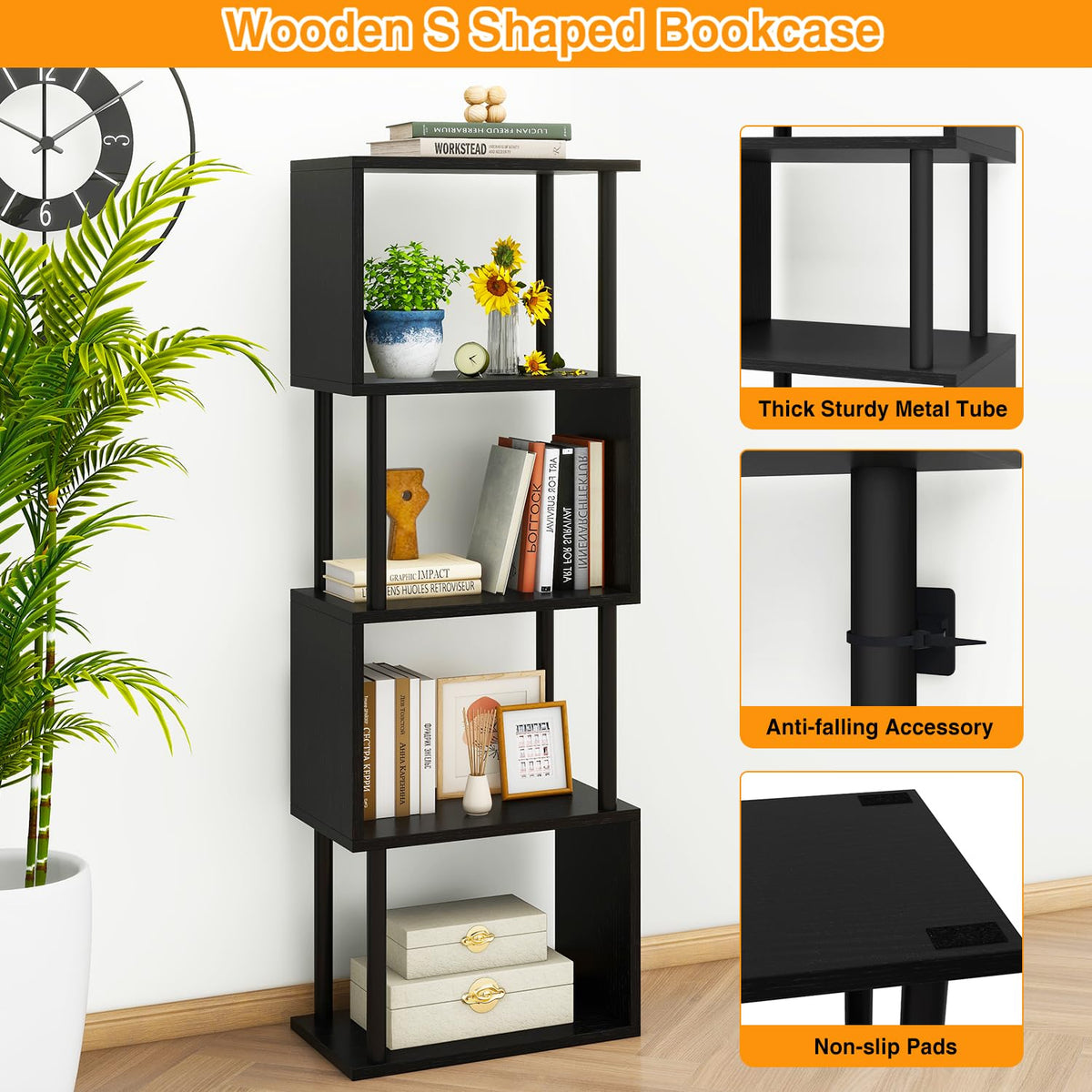 5-Tier Black Bookshelf I8265