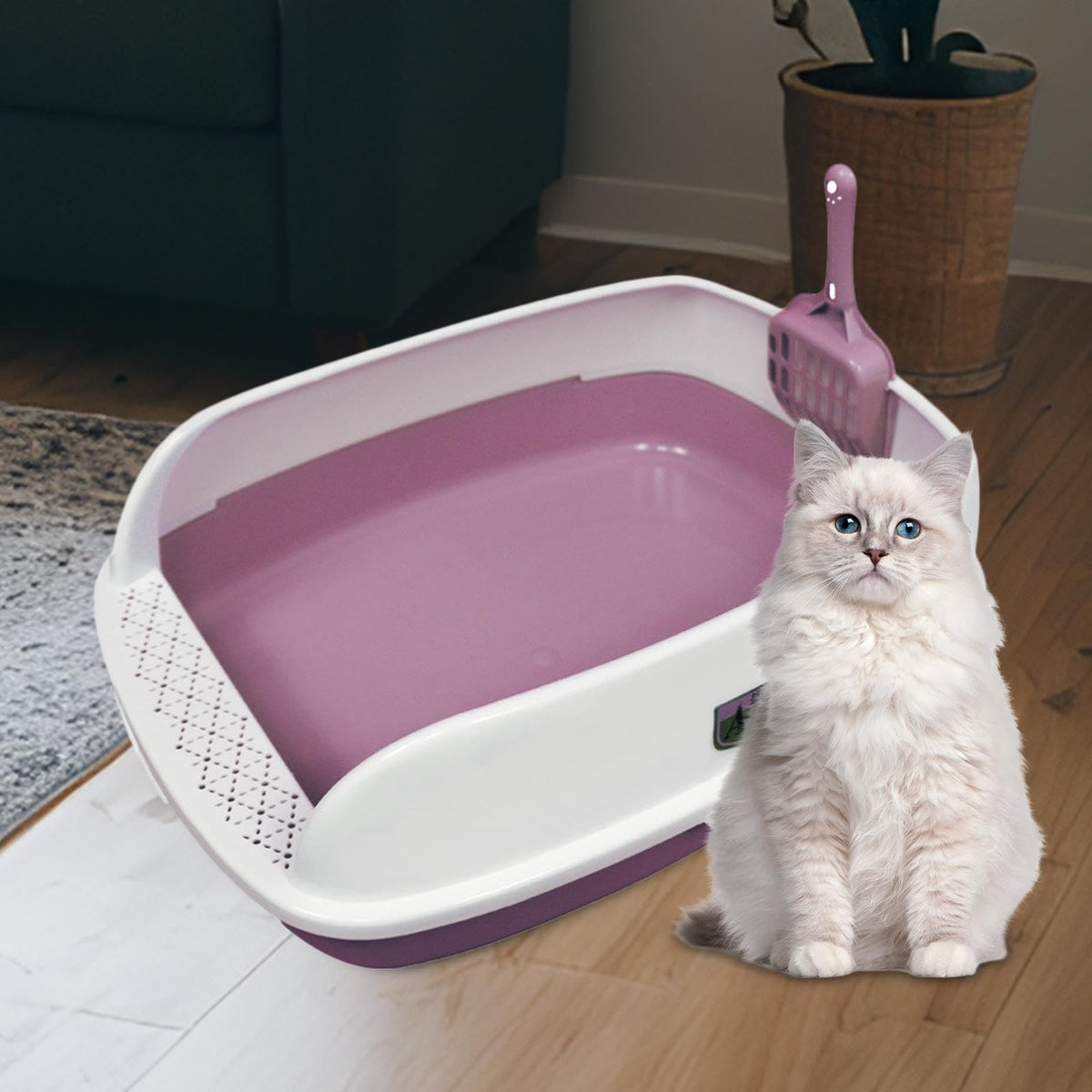Pink Semi Enclosed Cat Litter Box F180