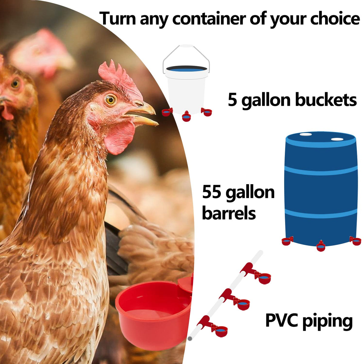 Automatic Poultry Waterer Kit 5 Gallon 12 Pack K454