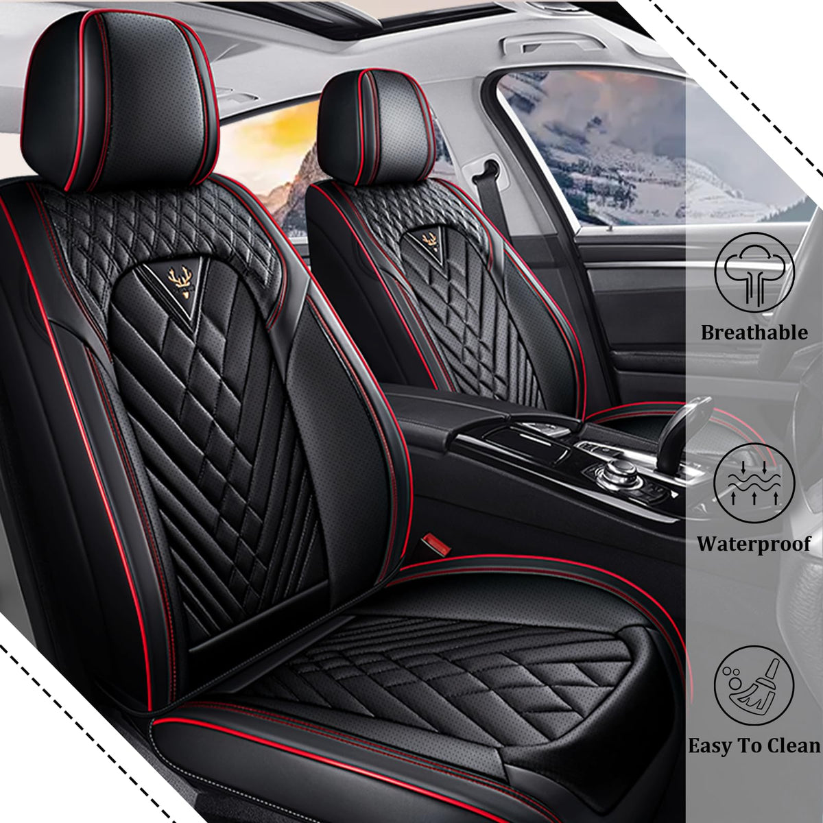 Waterproof Nappa Leather Full Set Car Seat Covers R9349