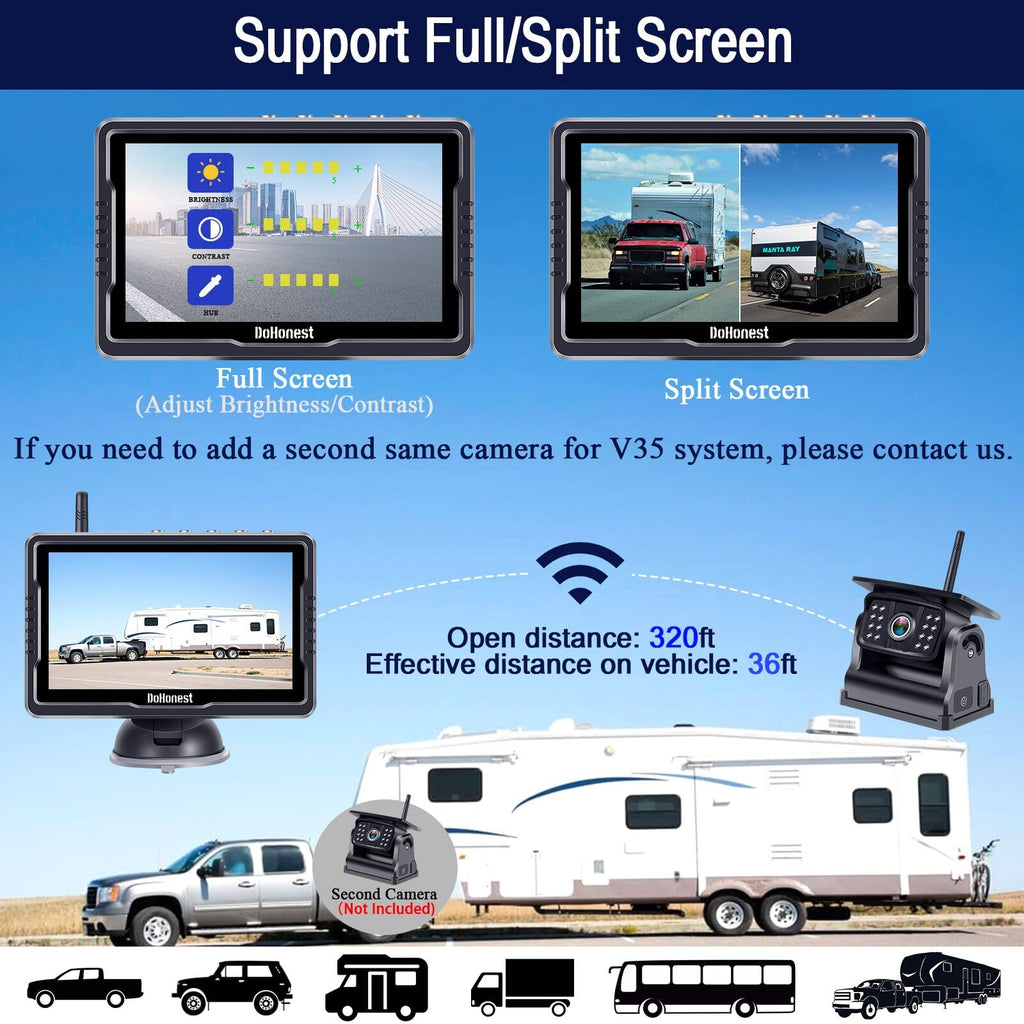 Wireless Solar Magnetic Backup Camera HD 1080P 5'' Monitor Kit T86158