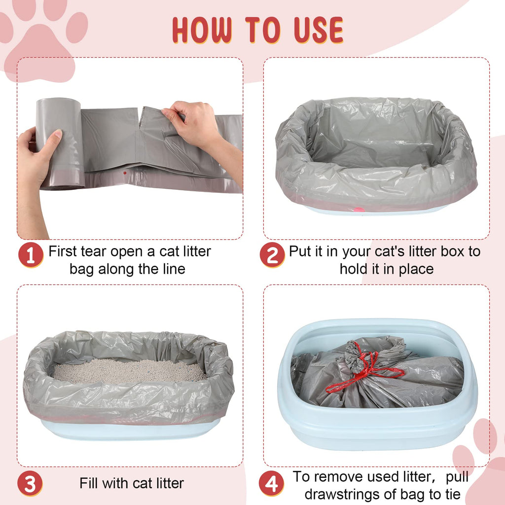 50 Count Jumbo Cat Litter Box Liners 39 x 22 Inch Gray Red O954