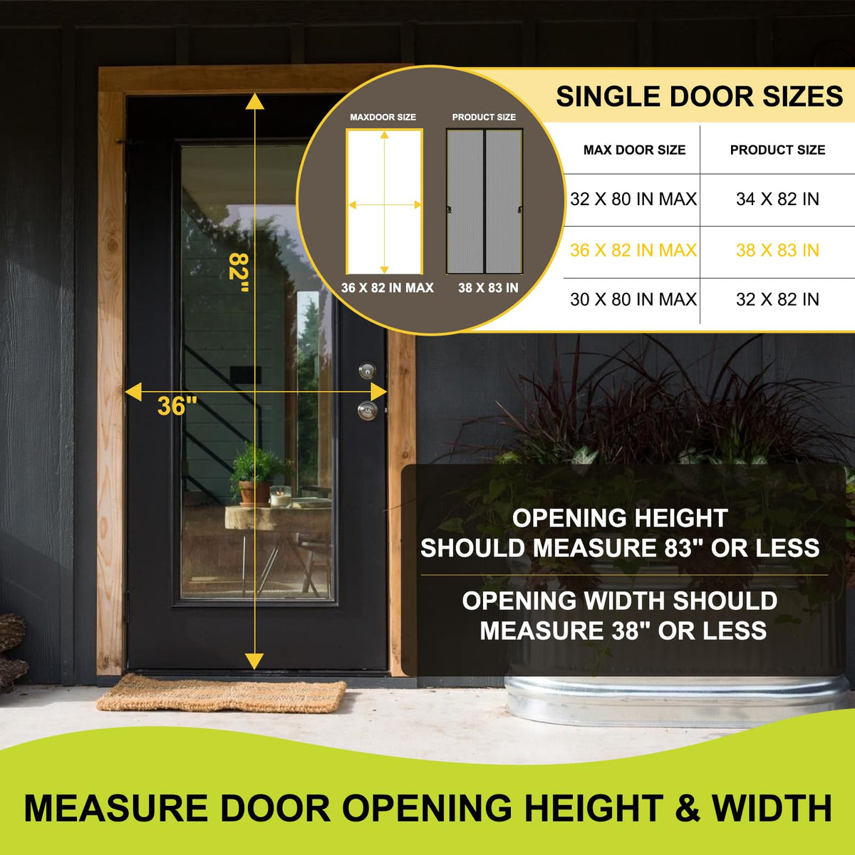 Magnetic Screen Door 36 x 82 in Mesh Curtain G166