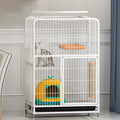 3-Tier Metal Wire Cat Cage with Hammock and Casters D327303