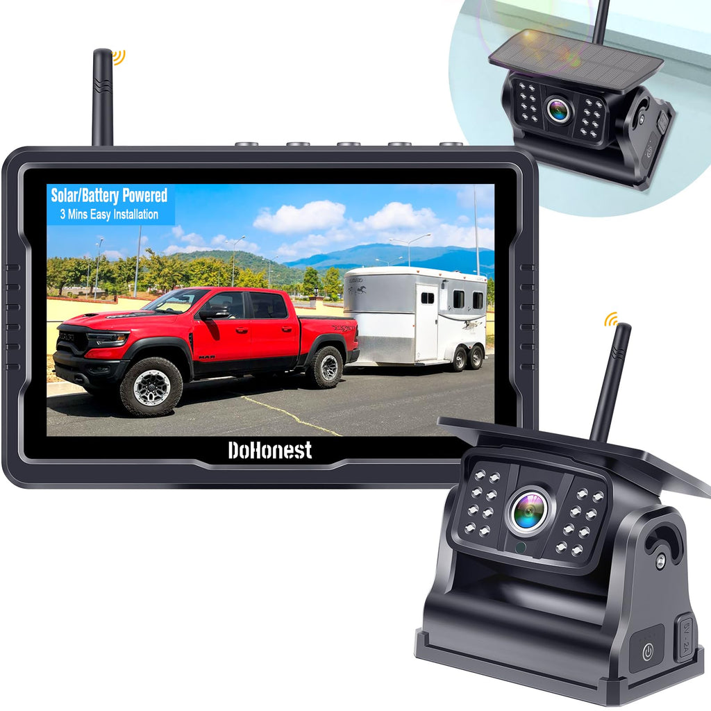 Wireless Solar Magnetic Backup Camera HD 1080P 5'' Monitor Kit T86158