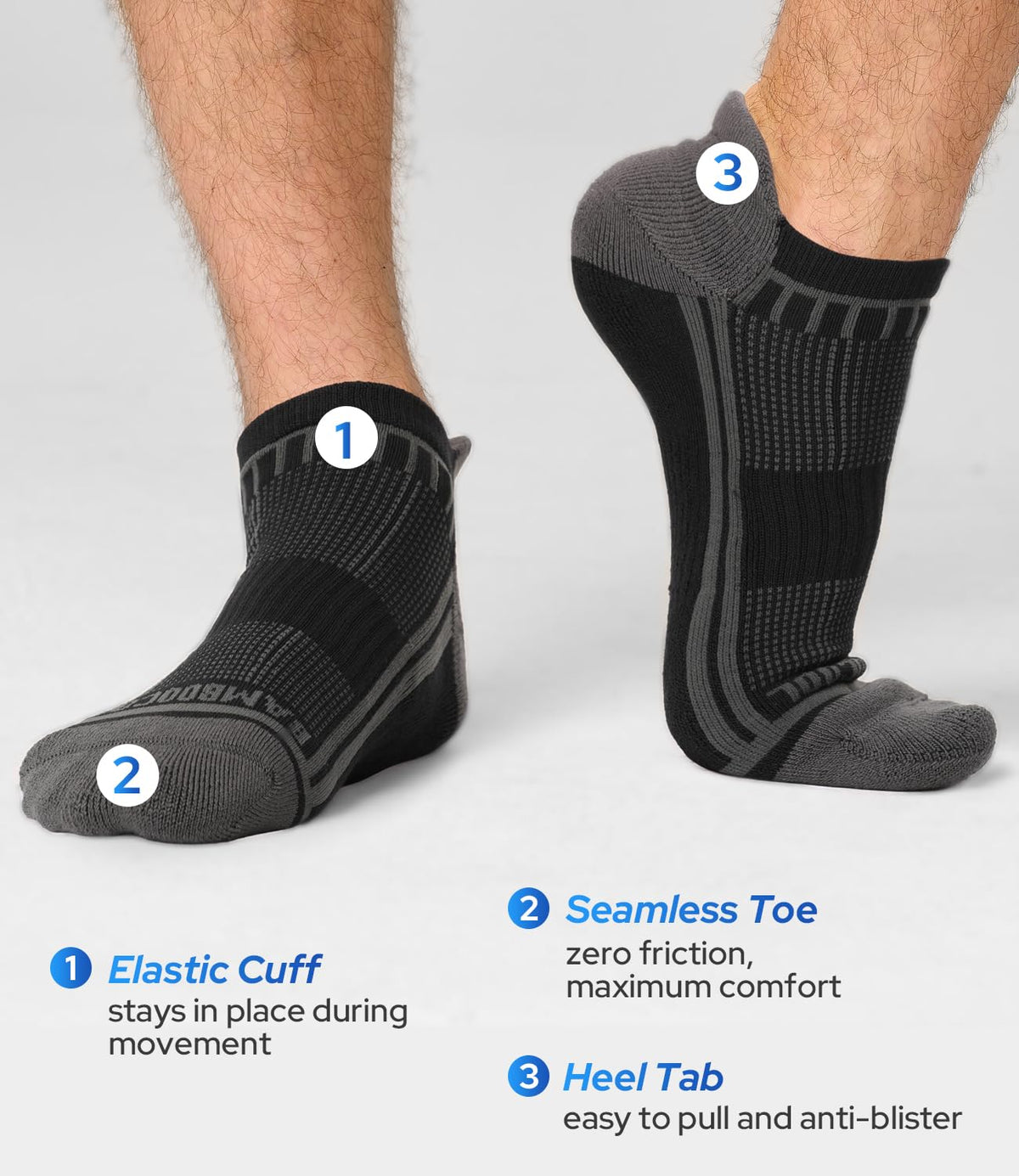 Moisture Wicking Cushioned Athletic Ankle Socks 8 Pack Q27759