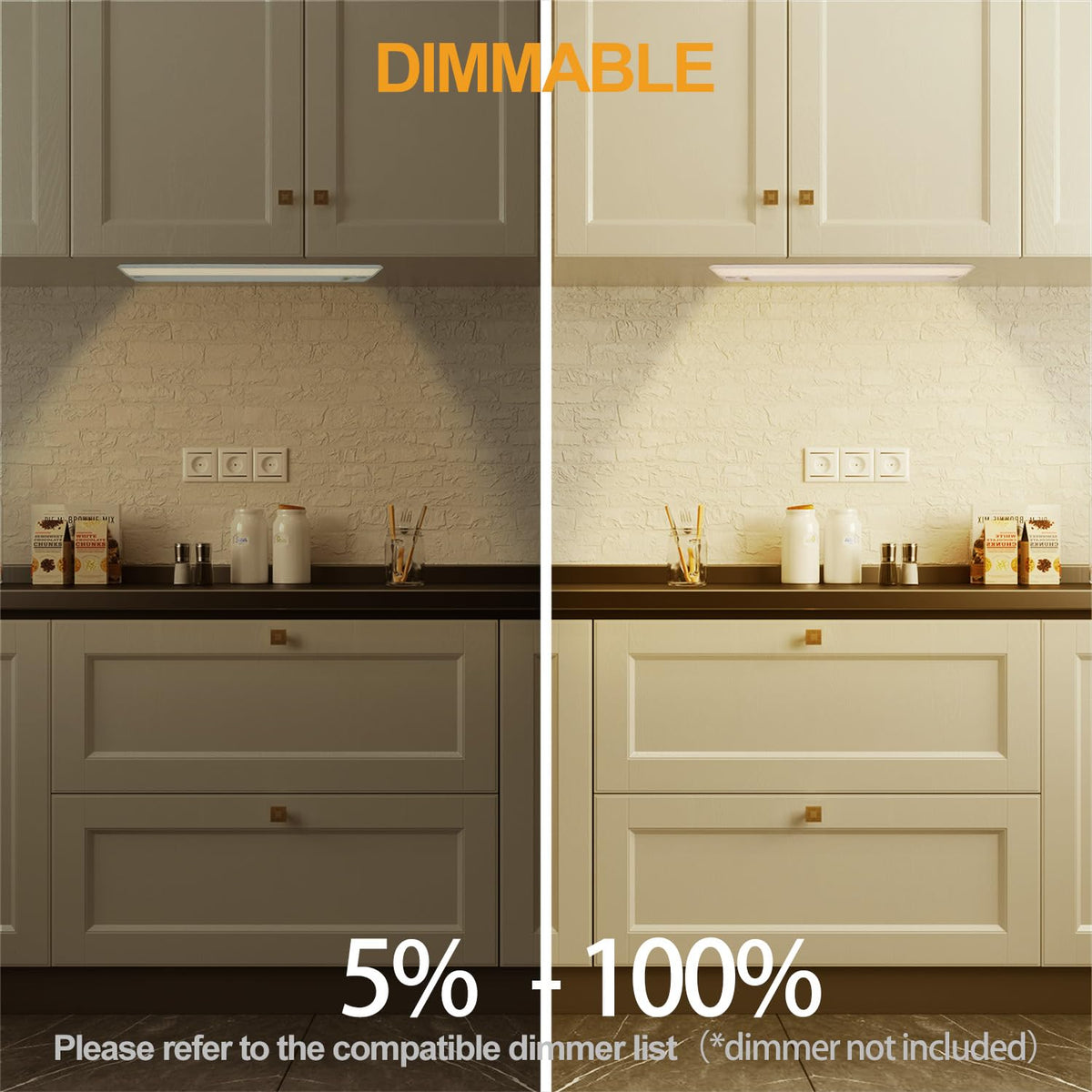2 Packs Under Cabinet Lighting, 24in 18W Dimmable LED Light, 5 Color Temperature G700