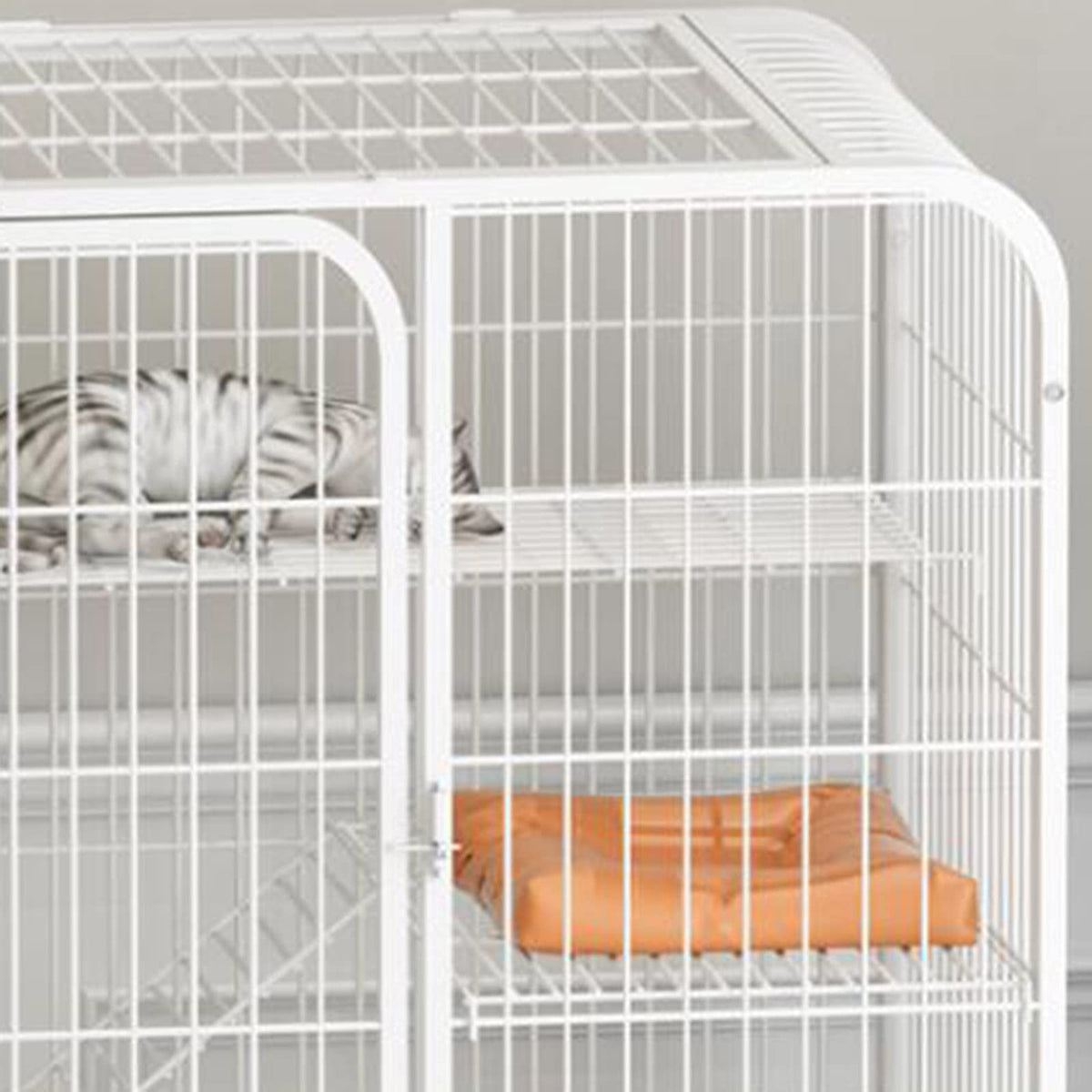 3-Tier Metal Wire Cat Cage with Hammock and Casters D327303
