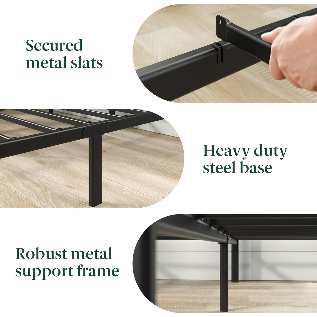 Queen Metal Platform Bed Frame with Spindle Headboard B595470