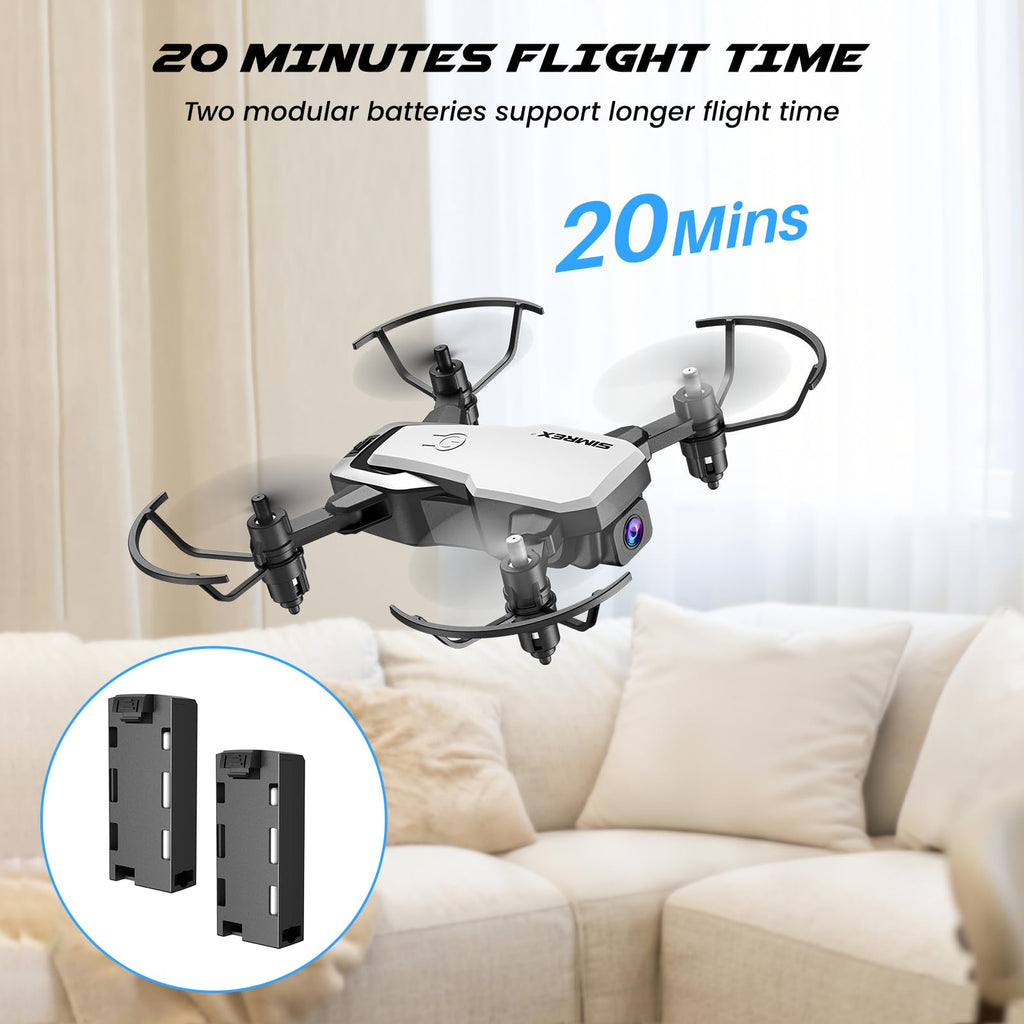 Mini Drone with 720P Camera, Foldable RC Quadcopter, White Q957507