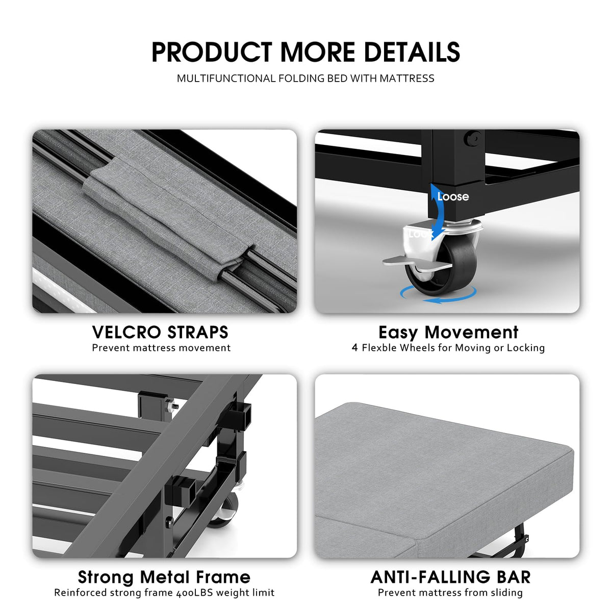 Folding Bed with Mattress W1954