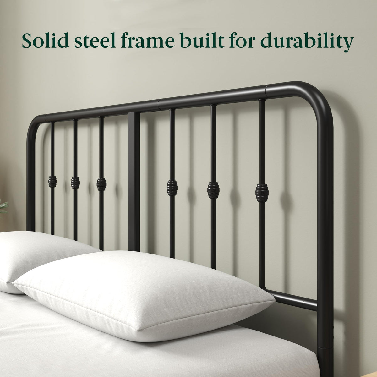 Queen Metal Platform Bed Frame with Spindle Headboard B595470