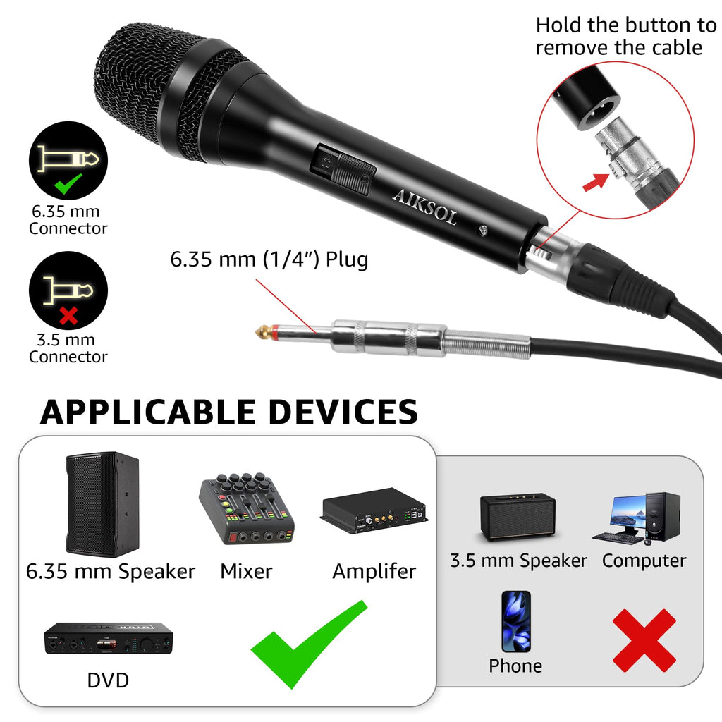 Wired Dynamic Handheld Karaoke Microphone with On and Off Switch Z1051