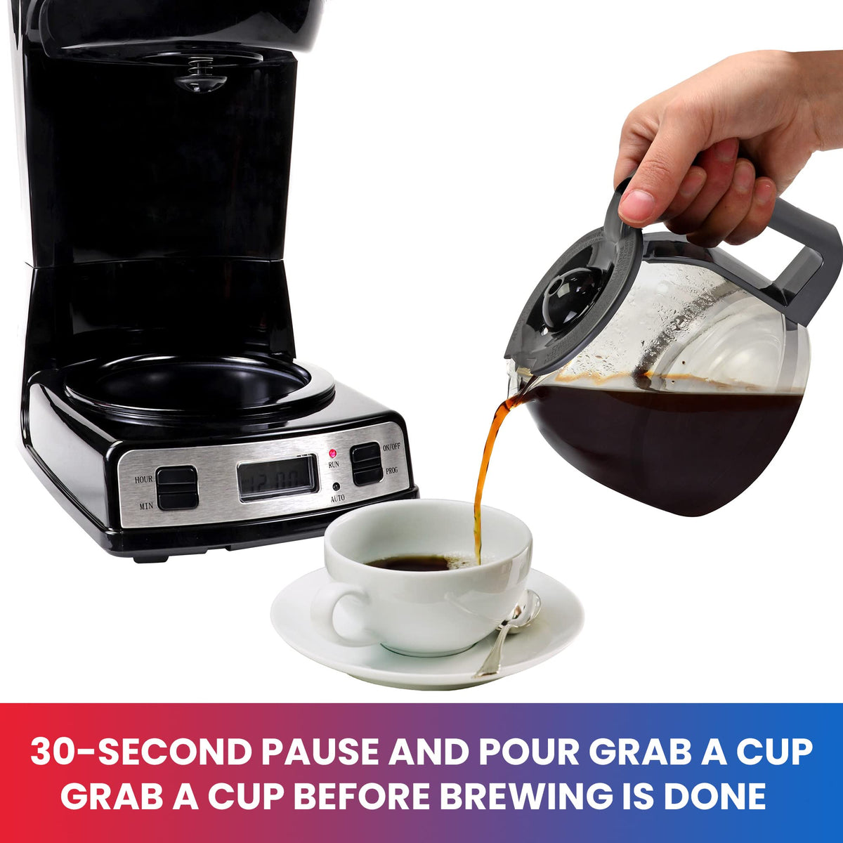 12-Cup Programmable Drip Coffee Maker with Glass Pot V82956