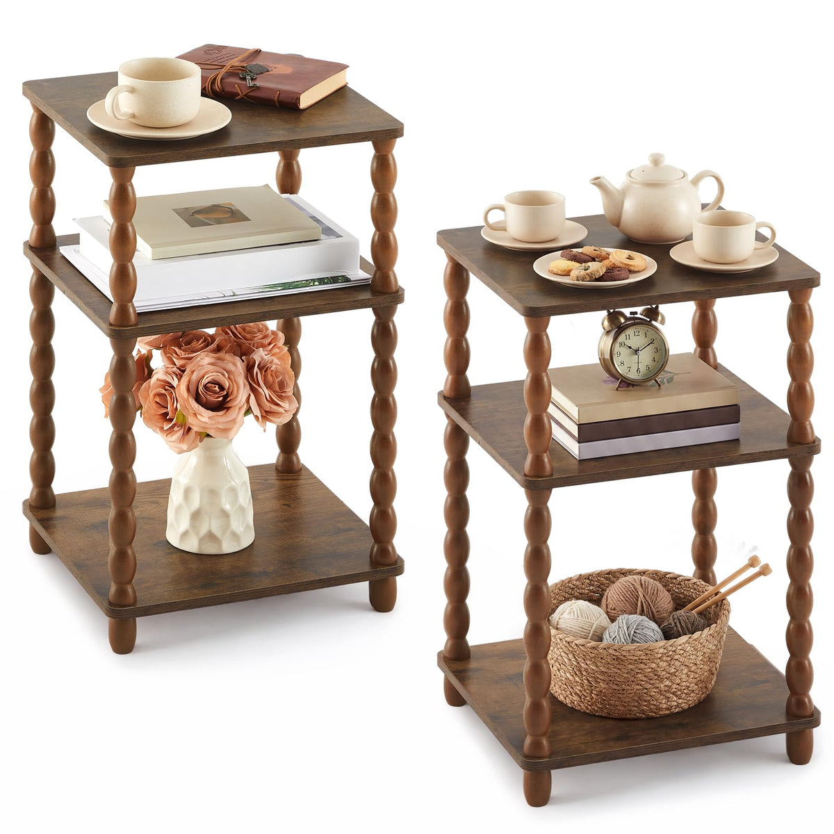 Set of 2 Small 3-tier Square Side Table C366