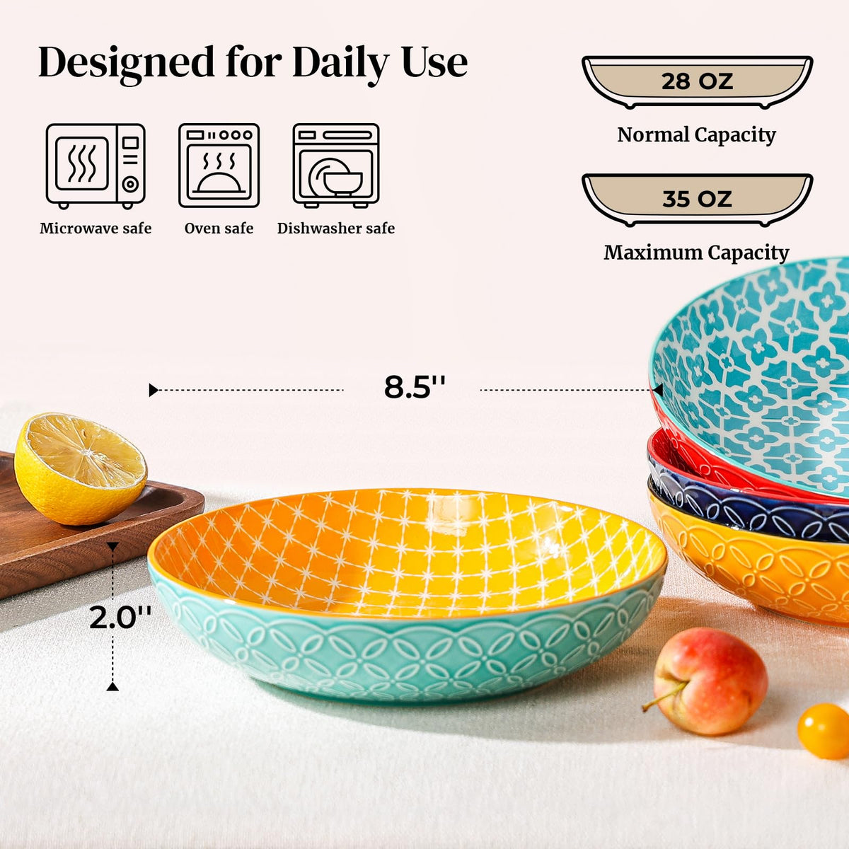 8.5" Porcelain Serving Bowls Set of 4 J565