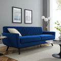 Navy Channel Tufted Performance Velvet Sofa T4139