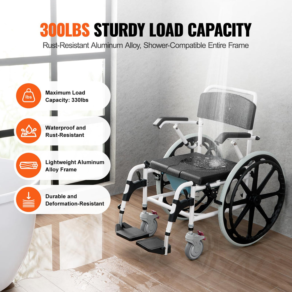 17.5in Adjustable Aluminum Shower Wheelchair with Brake V586069