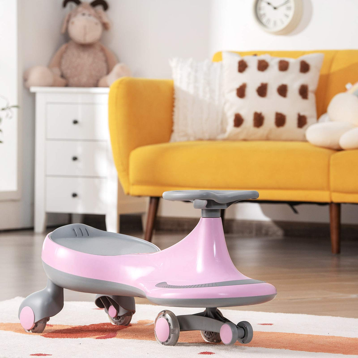 Pink Wiggle Car with LED Flashing Wheels U7020