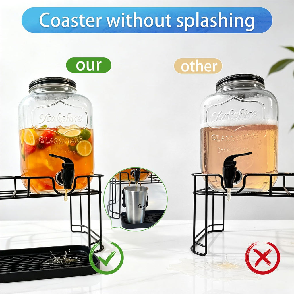 2 Pack 1.5 Gallon Glass Beverage Dispenser with Stand W17073