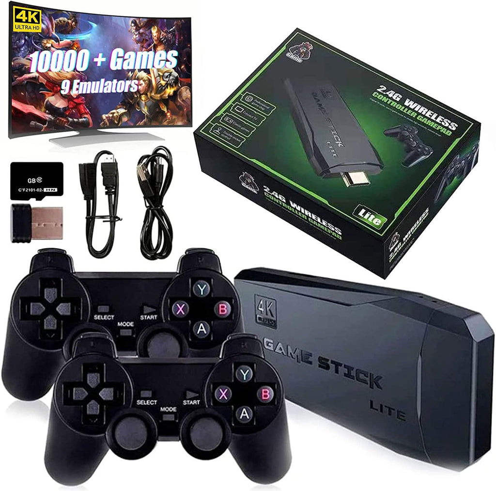 Black Wireless Retro Game Console with 2.4G Controllers V907069