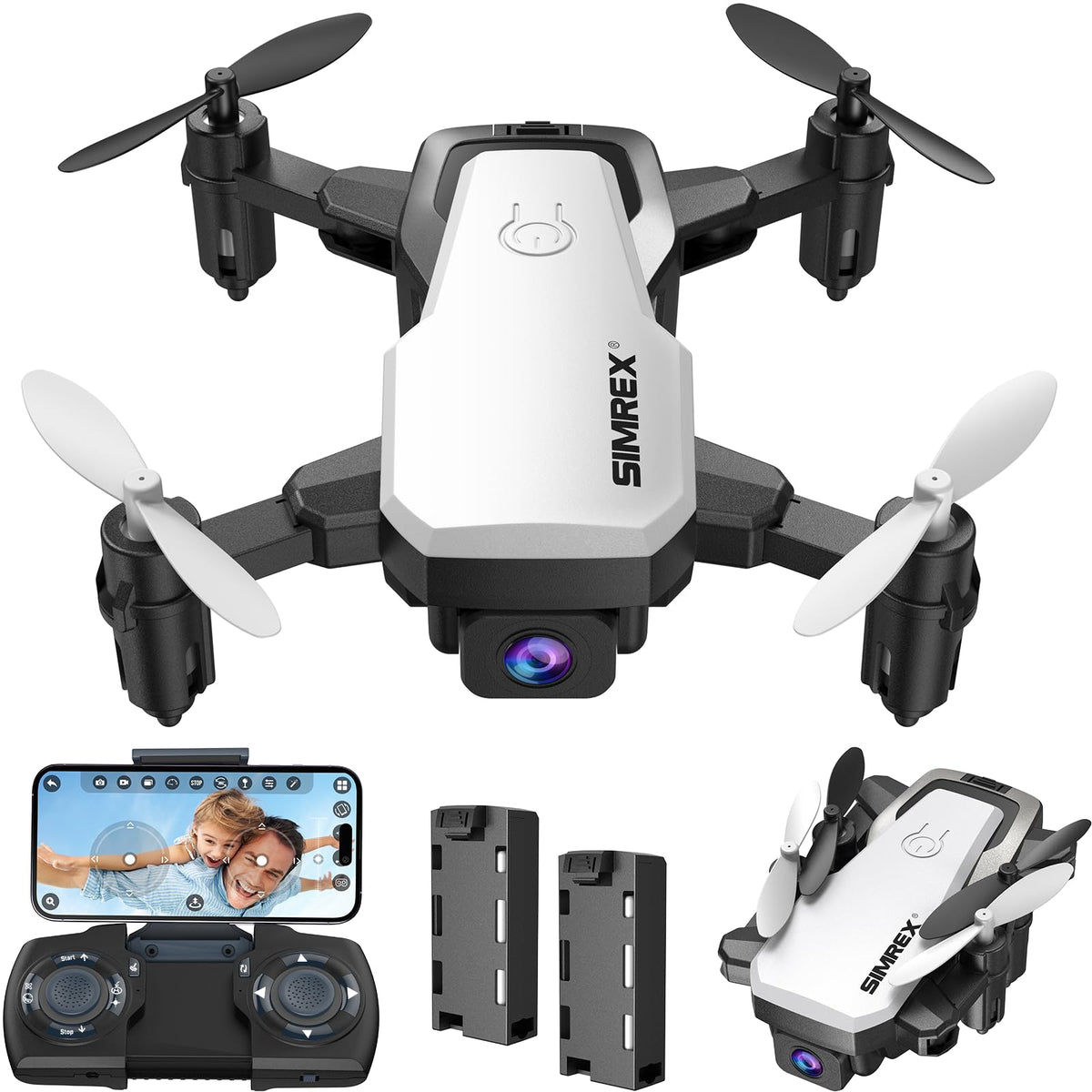 Mini Drone with 720P Camera, Foldable RC Quadcopter, White Q957507