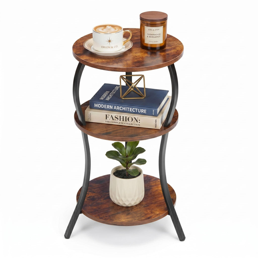 Vintage 3-Tier Round Side Table N2414