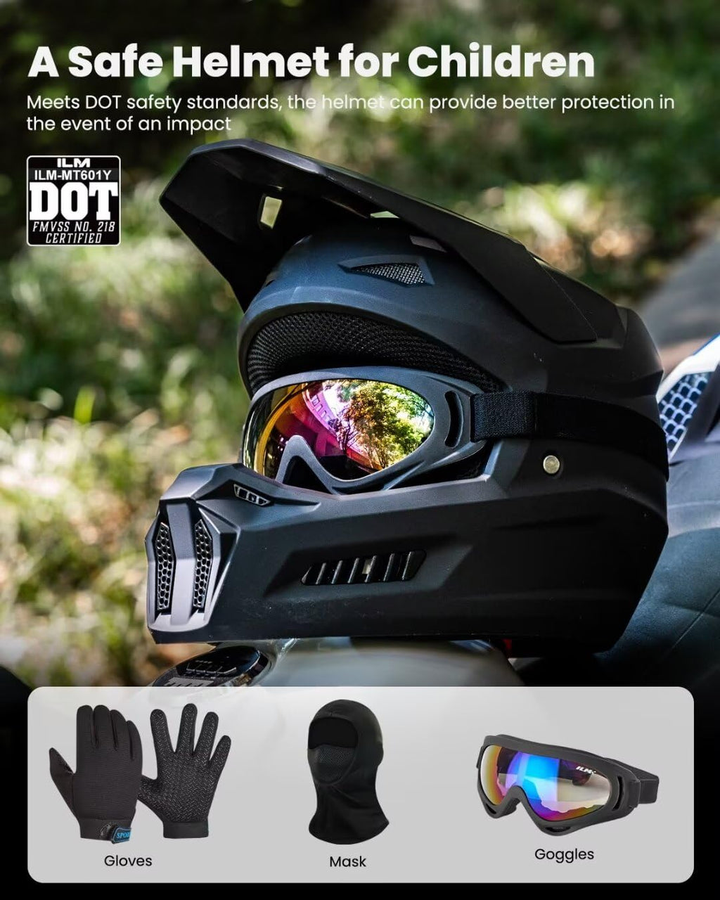 Kids Youth Full Face Dirt Bike Helmet L422629