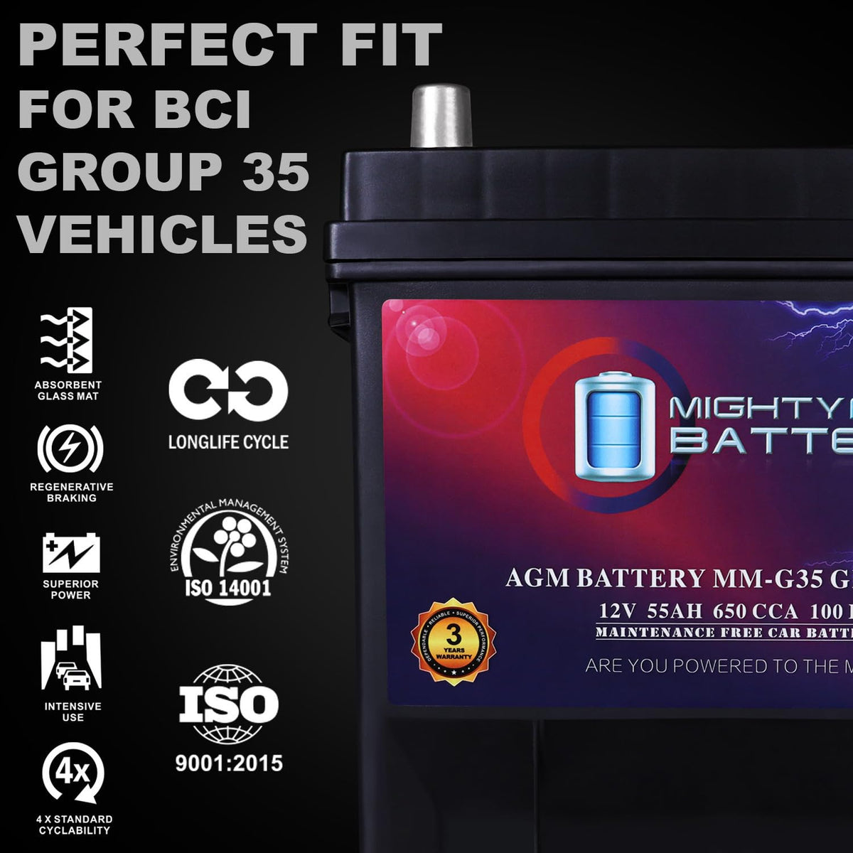 12V 55Ah AGM Replacement Battery L62389