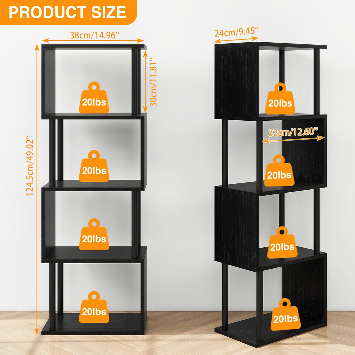 5-Tier Black Bookshelf I8265