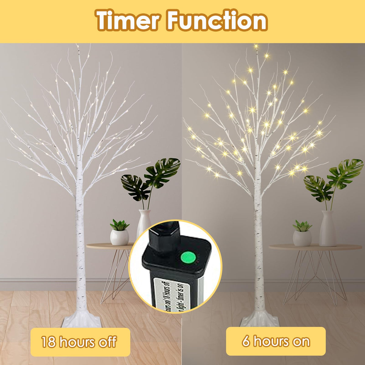 2 Pack 4FT Lighted Birch Trees X80273