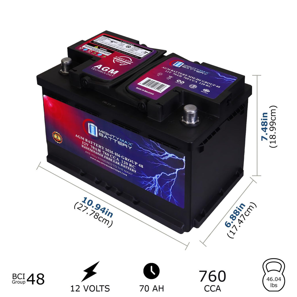 12V 70 AH AGM Car Battery T6671