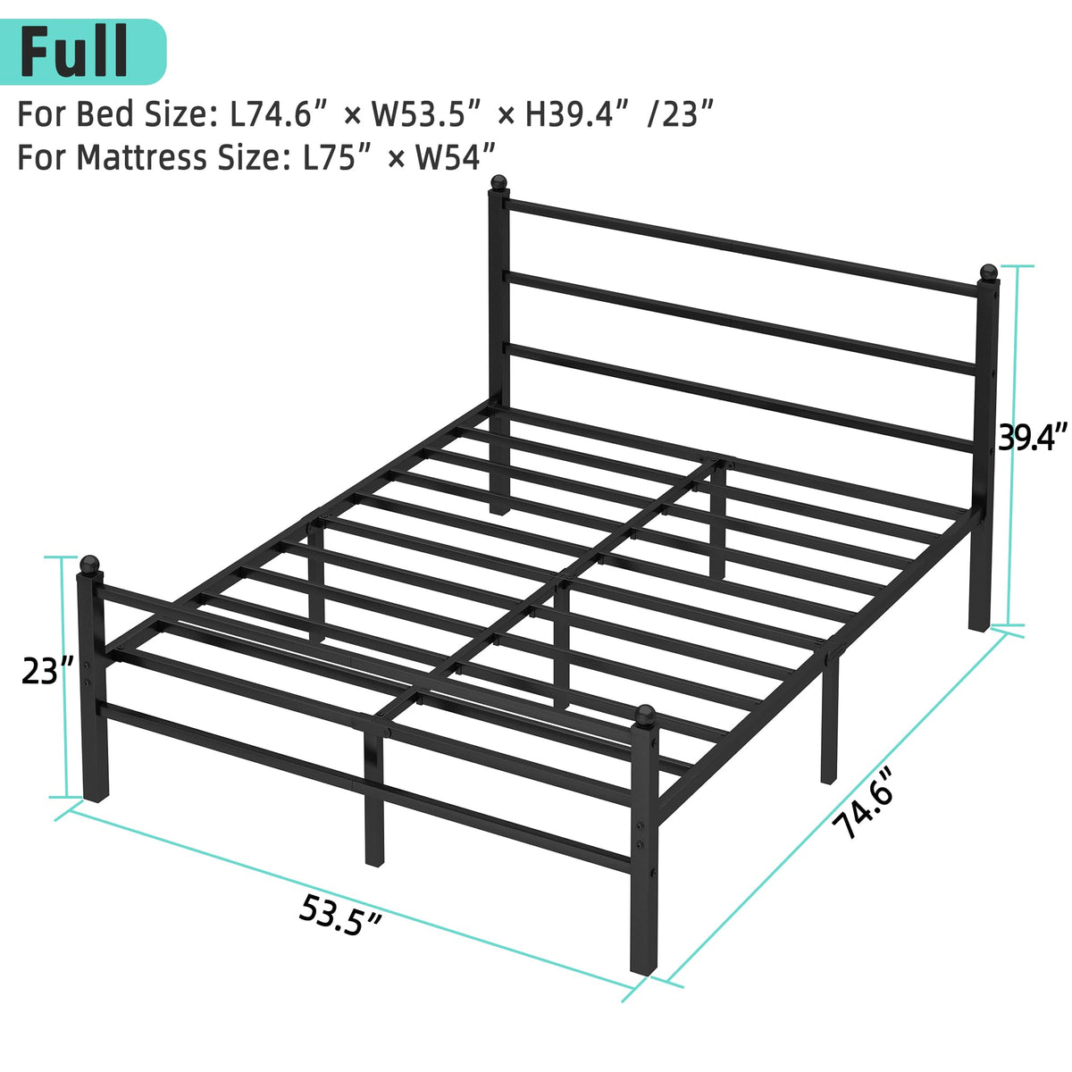 Black Full Size Bed Frame Y32315