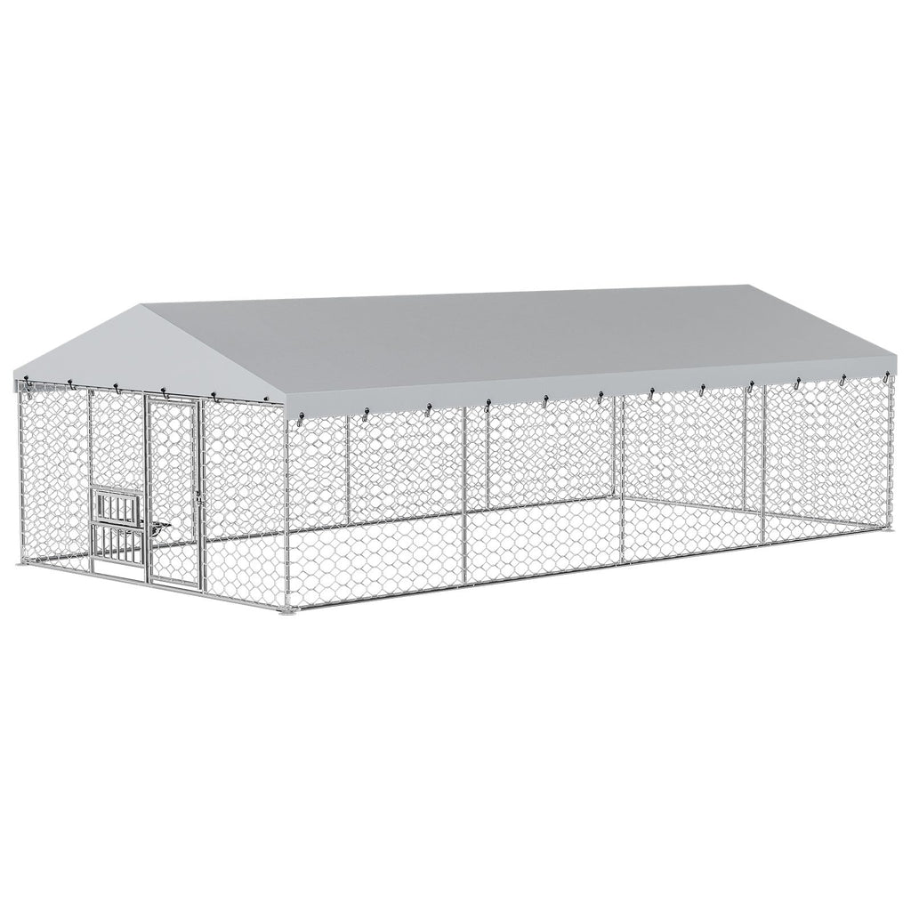 10×20FT Heavy Duty Chain Link Dog Kennel with Roof P3364