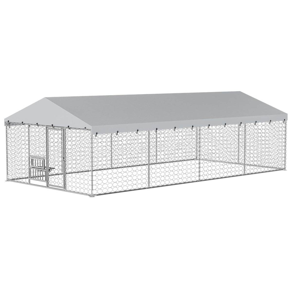 10×20FT Heavy Duty Chain Link Dog Kennel with Roof P3364