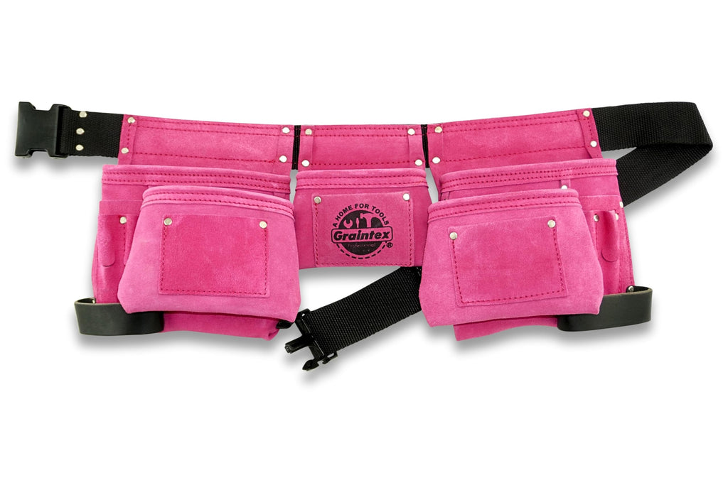 Pink 8 Pocket Suede Leather Tool Belt O774