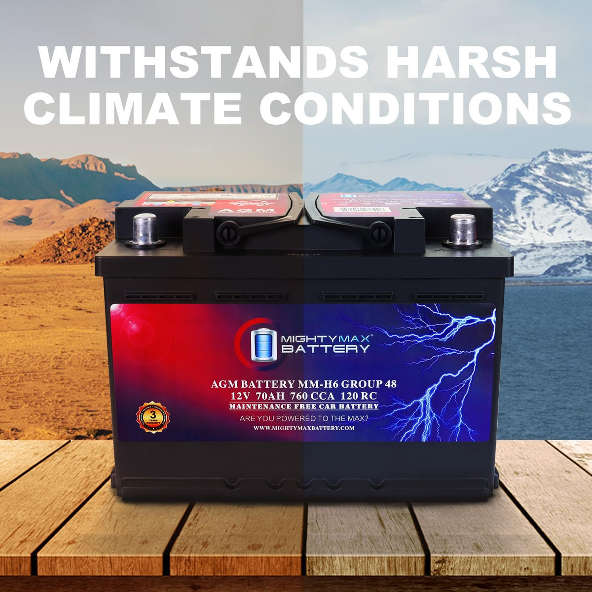 12V 70 AH AGM Car Battery T6671