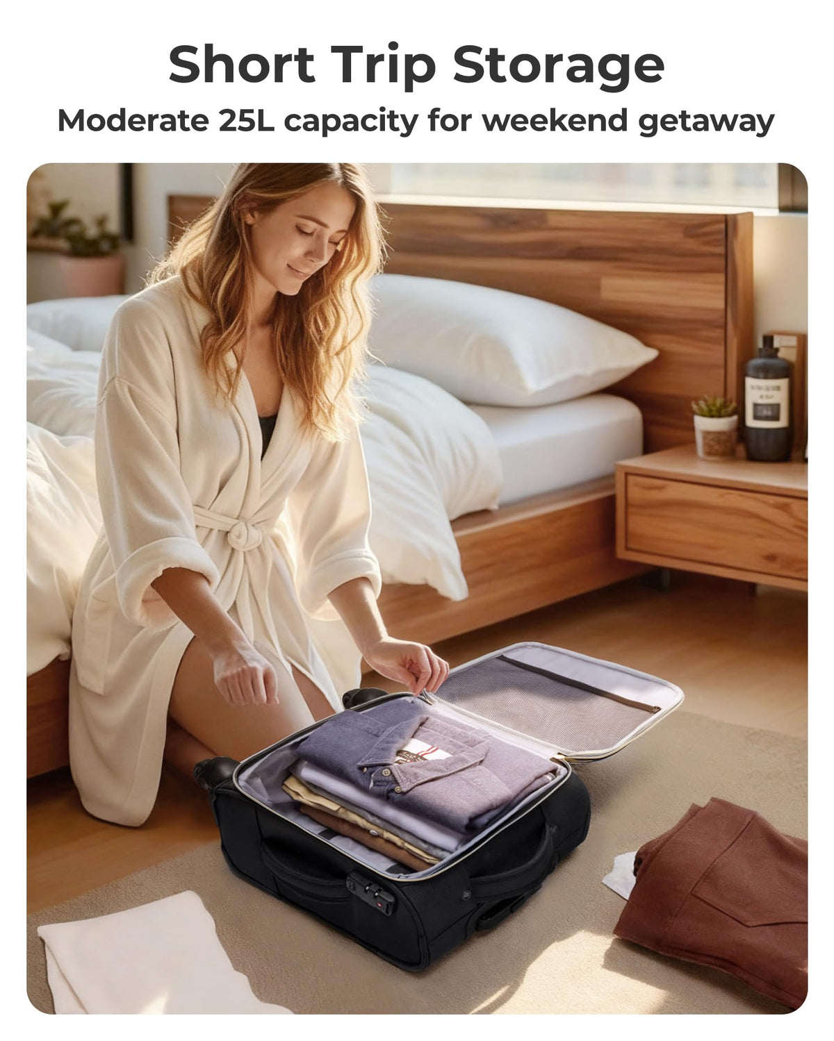 16-inch Softside Underseater Carry On Luggage with Spinner Wheels Black S2717