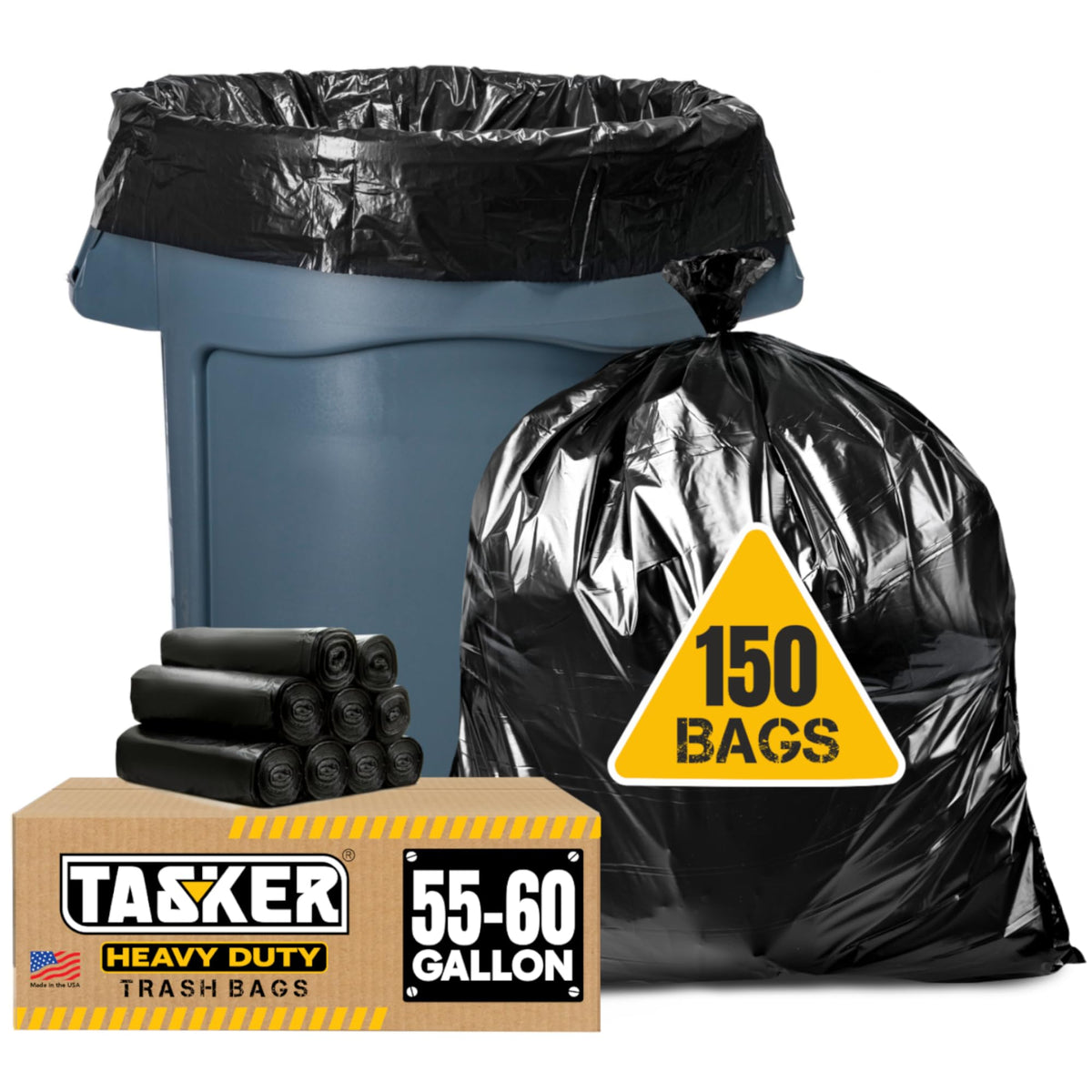 55-60 Gallon Heavy Duty Black Trash Bags 150 Bags R534252