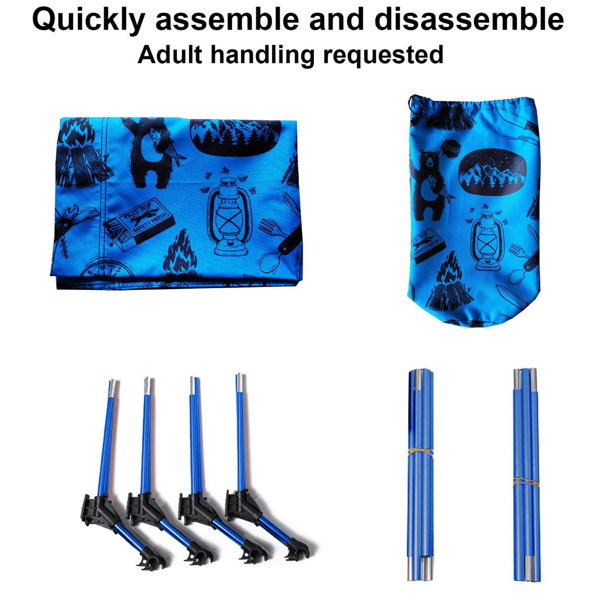 Blue Portable Folding Kids Camping Cot T397