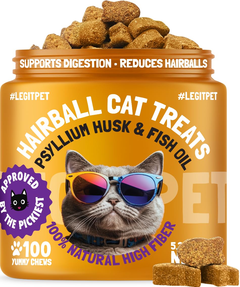 Cat Hairball Supplement with Apple Pomace and Psyllium Husk 100 Chews Q688