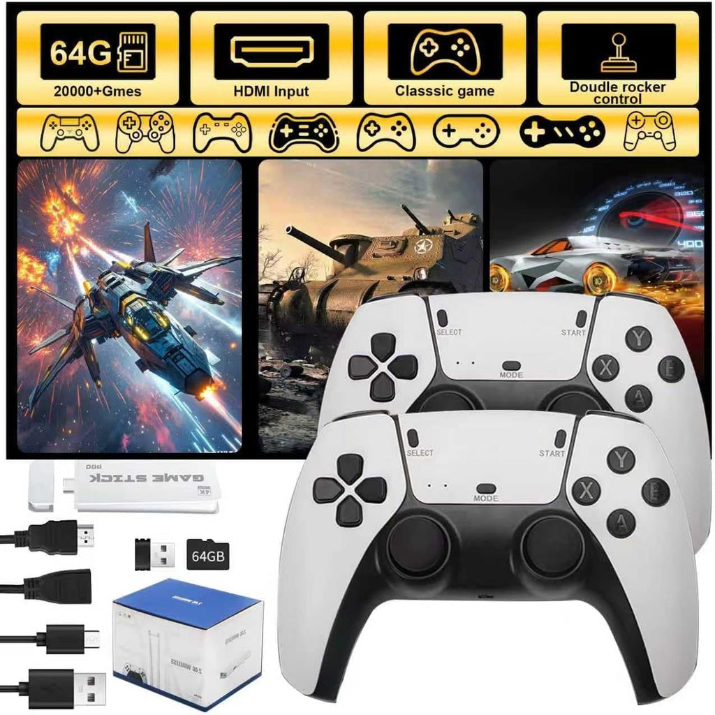 Retro Game Stick Console with 4K HDMI Output, 64GB Memory Card, and 2.4GHz Wireless Controllers B89865