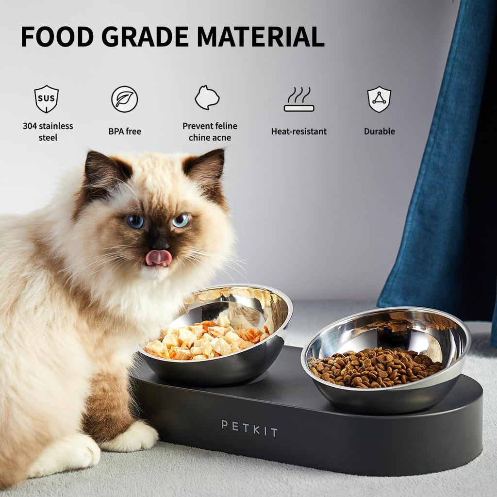 Elevated Dog Cat Bowl with 2 Stainless Steel Bowls T3269