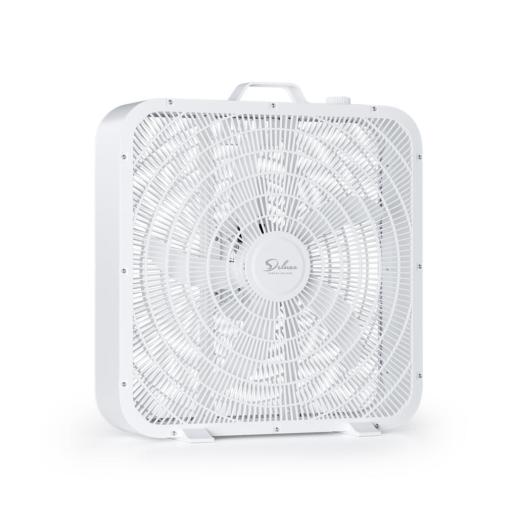 20” White 3-Speed Box Fan with Carry Handle D2852