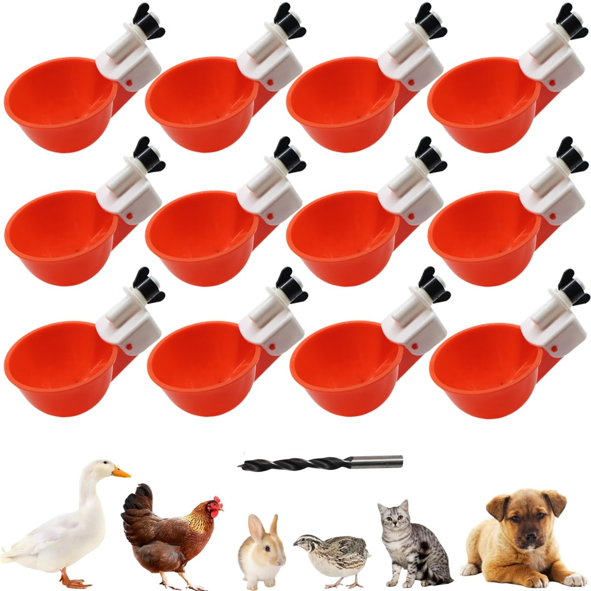 12 Pack Poultry Waterer Cups with Drill J3912