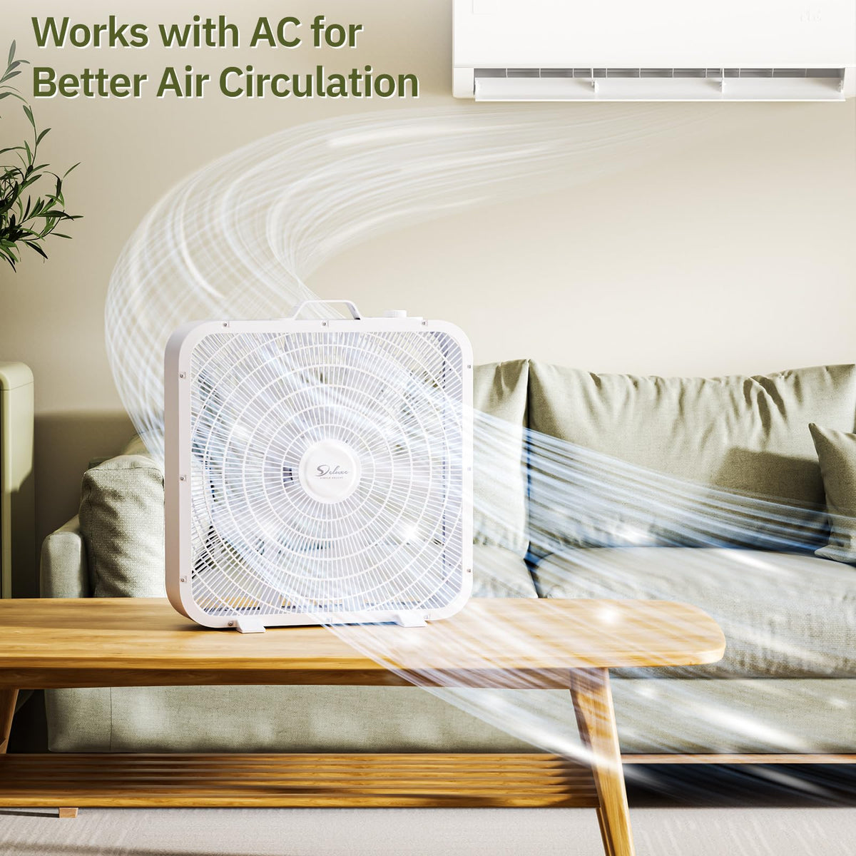 20” White 3-Speed Box Fan with Carry Handle D2852
