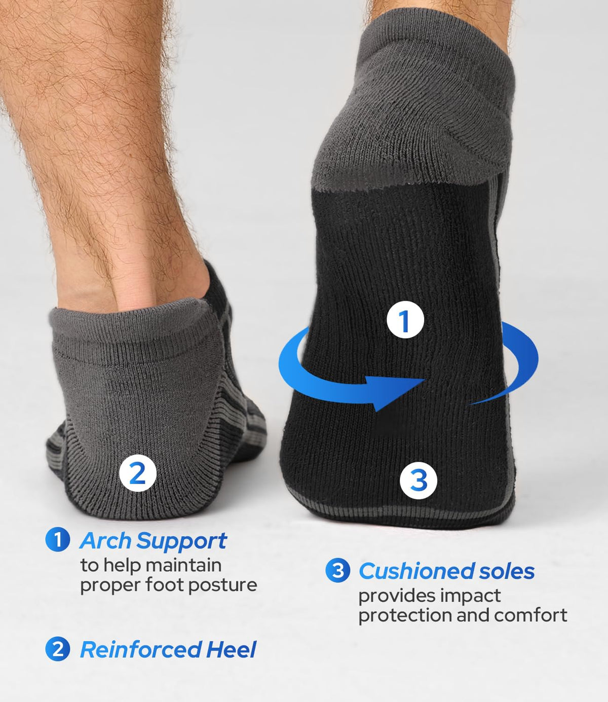 Moisture Wicking Cushioned Athletic Ankle Socks 8 Pack Q27759