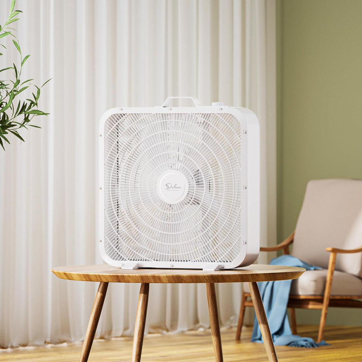 20” White 3-Speed Box Fan with Carry Handle D2852