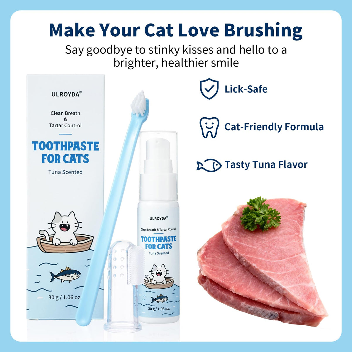 Tuna Flavor Toothpaste 1.06 oz with Toothbrush & Finger Brush U6644