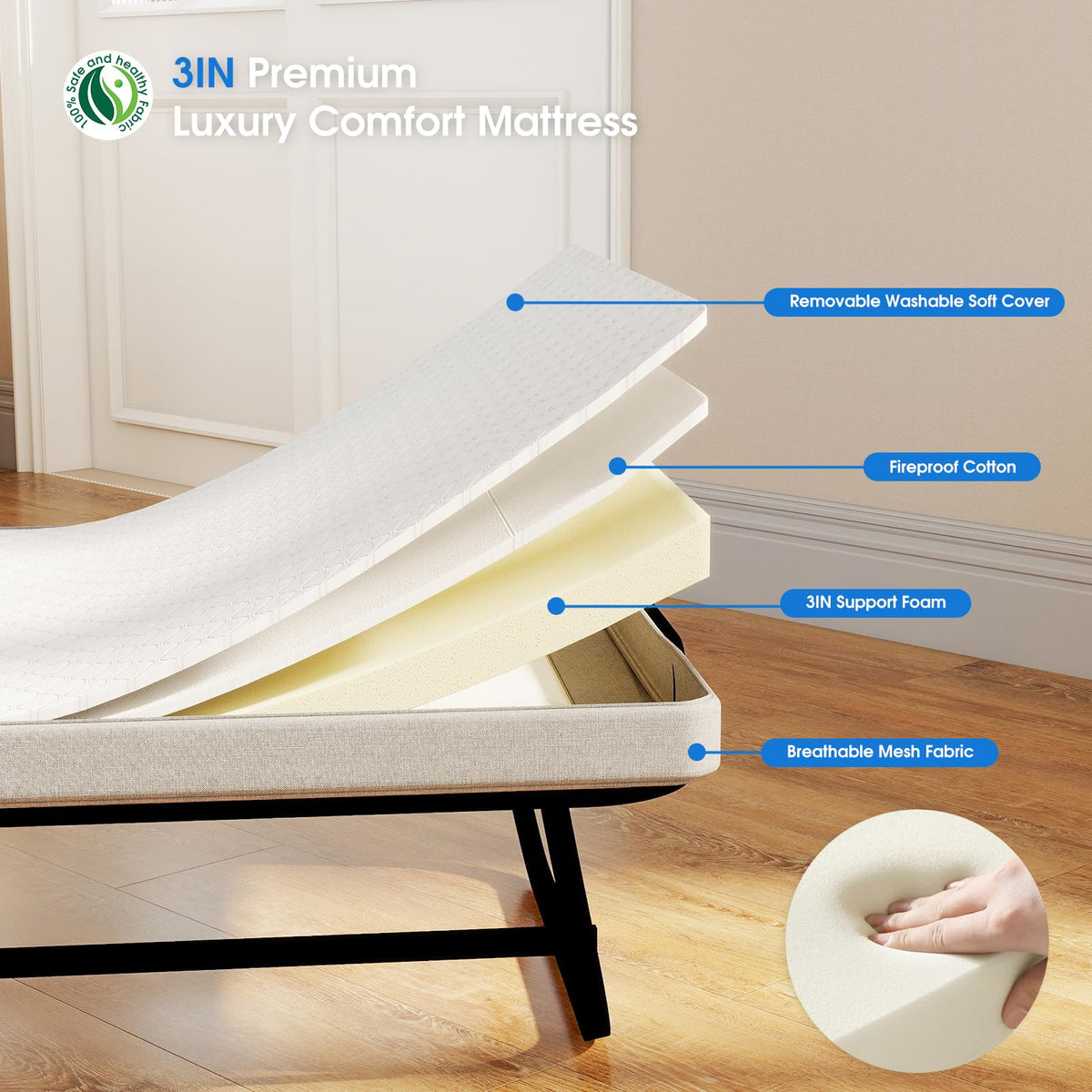 Folding Bed with Mattress W1954